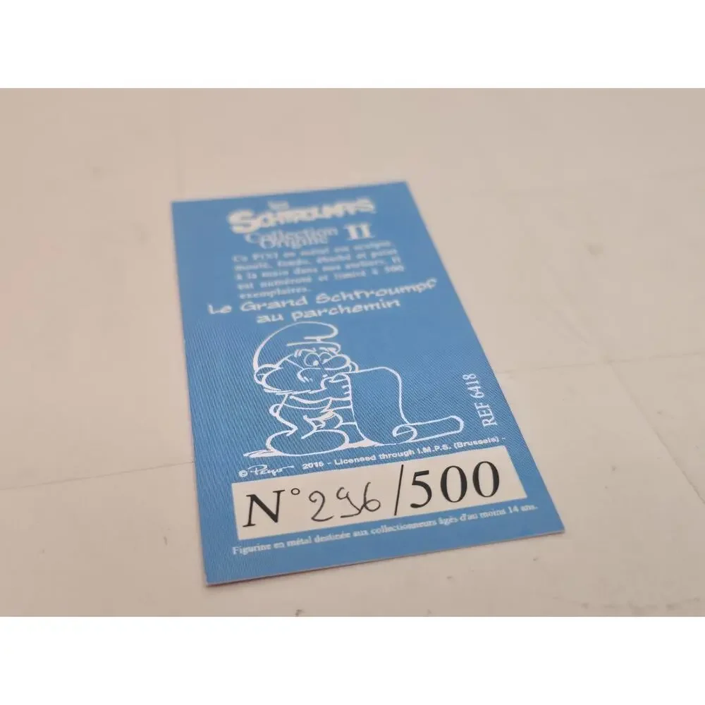 Pixi Mini, Papa Smurf parchment scroll in Box with numbered COA from France